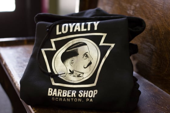Loyalty Barber Shop branded hoodie
